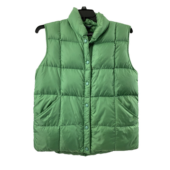 Lands End Goosedown Vest Womens Small Green Snap Up Outdoors Gorpcore - Picture 3 of 9